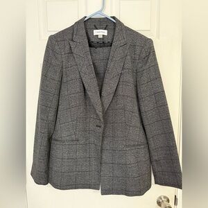 Calvin Klein Black and White Textured Suit